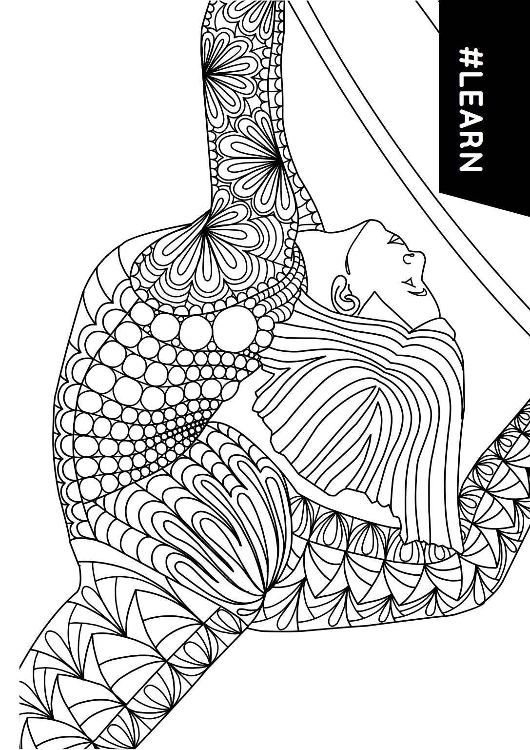 Aerialist on a  lyra coloring book page